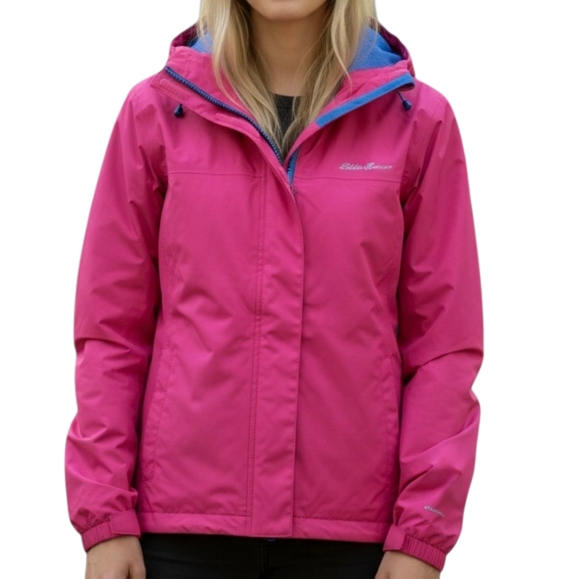 Eddie Bauer Pink & Blue Kids' Hooded Rain Jacket | Size Large (14) - Picture 1 of 5